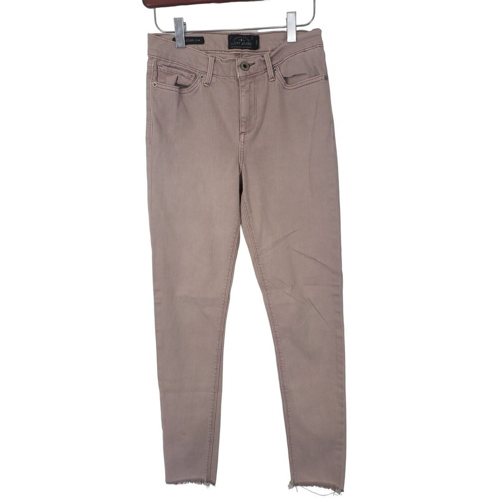 Lucky Brand Brooke Legging Jean 2/26 Womens Mid Rise Light‎ Pink Raw Hem Skinny
